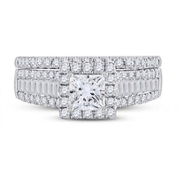 Load image into Gallery viewer, 14kt White Gold Princess Diamond Bridal Wedding Ring Band Set 1-3/4 Cttw
