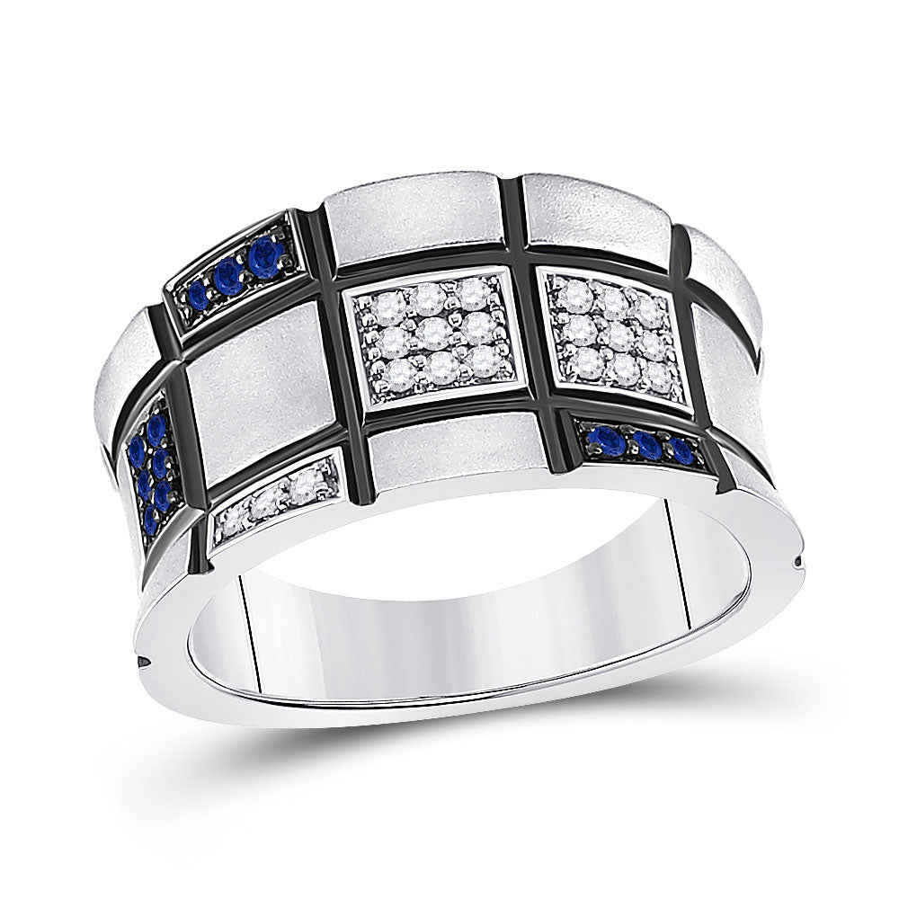 14kt White Gold Womens Round Blue Sapphire Fashion Ring 1/4 Cttw