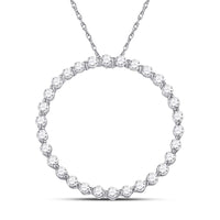 Load image into Gallery viewer, 14kt White Gold Womens Round Diamond Outline Circle Pendant 1/2 Cttw

