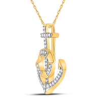 Load image into Gallery viewer, 10kt Yellow Gold Womens Round Diamond Anchor Nautical Pendant 1/5 Cttw
