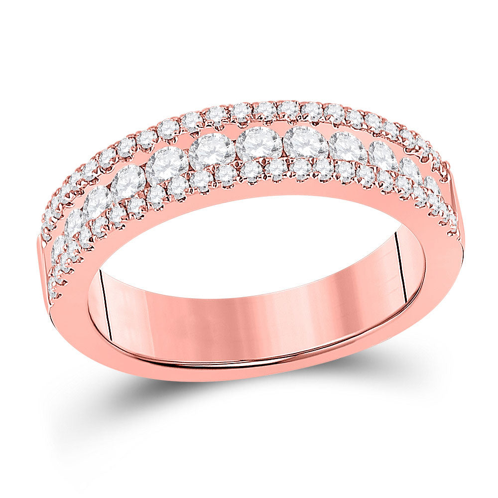 14kt Rose Gold Womens Round Diamond Band Ring 1 Cttw