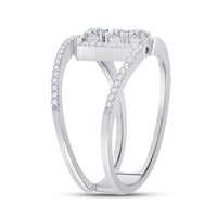Load image into Gallery viewer, 10kt White Gold Womens Round Diamond Negative Space 3-stone Ring 3/8 Cttw
