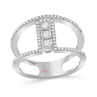 Load image into Gallery viewer, 10kt White Gold Womens Round Diamond Negative Space 3-stone Ring 3/8 Cttw
