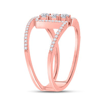 Load image into Gallery viewer, 10kt Rose Gold Womens Round Diamond Fashion 3-stone Ring 3/8 Cttw
