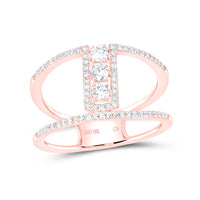 Load image into Gallery viewer, 10kt Rose Gold Womens Round Diamond Fashion 3-stone Ring 3/8 Cttw
