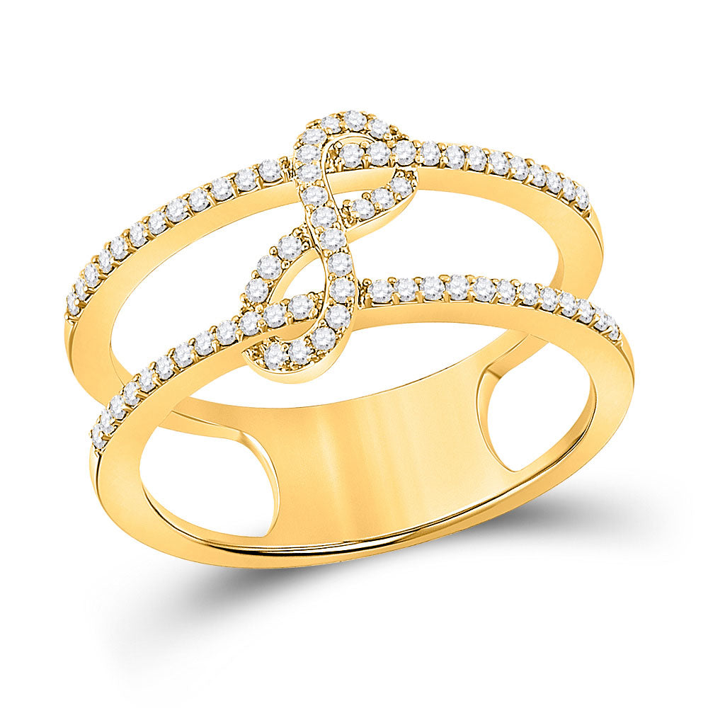 10kt Yellow Gold Womens Round Diamond Negative Space Infinity Ring 1/5 Cttw