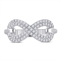 Load image into Gallery viewer, 10kt White Gold Womens Round Diamond Infinity Ring 1/3 Cttw
