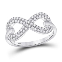 Load image into Gallery viewer, 10kt White Gold Womens Round Diamond Infinity Ring 1/3 Cttw
