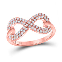 Load image into Gallery viewer, 10kt Rose Gold Womens Round Diamond Fashion Infinity Ring 1/3 Cttw
