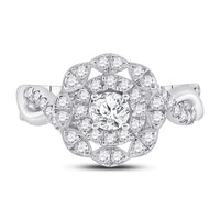Load image into Gallery viewer, 14kt White Gold Round Diamond Halo Bridal Wedding Engagement Ring 7/8 Cttw
