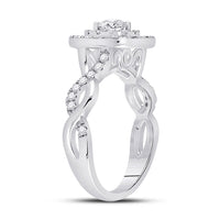 Load image into Gallery viewer, 14kt White Gold Round Diamond Halo Bridal Wedding Engagement Ring 7/8 Cttw
