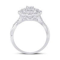 Load image into Gallery viewer, 14kt White Gold Round Diamond Halo Bridal Wedding Engagement Ring 7/8 Cttw
