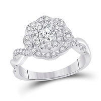 Load image into Gallery viewer, 14kt White Gold Round Diamond Halo Bridal Wedding Engagement Ring 7/8 Cttw
