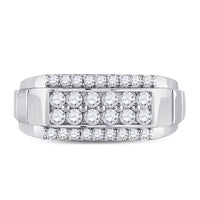 Load image into Gallery viewer, 14kt White Gold Mens Round Diamond Wedding Band Ring 1 Cttw
