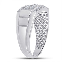 Load image into Gallery viewer, 14kt White Gold Mens Round Diamond Wedding Band Ring 1 Cttw
