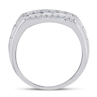 Load image into Gallery viewer, 14kt White Gold Mens Round Diamond Wedding Band Ring 1 Cttw
