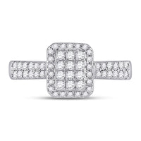 Load image into Gallery viewer, 14kt White Gold Womens Round Diamond Rectangle Cluster Ring 1/2 Cttw
