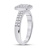Load image into Gallery viewer, 14kt White Gold Womens Round Diamond Rectangle Cluster Ring 1/2 Cttw
