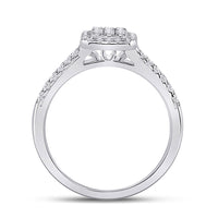 Load image into Gallery viewer, 14kt White Gold Womens Round Diamond Rectangle Cluster Ring 1/2 Cttw
