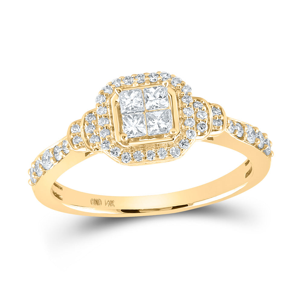 14kt Yellow Gold Womens Princess Diamond Square Ring 1/2 Cttw