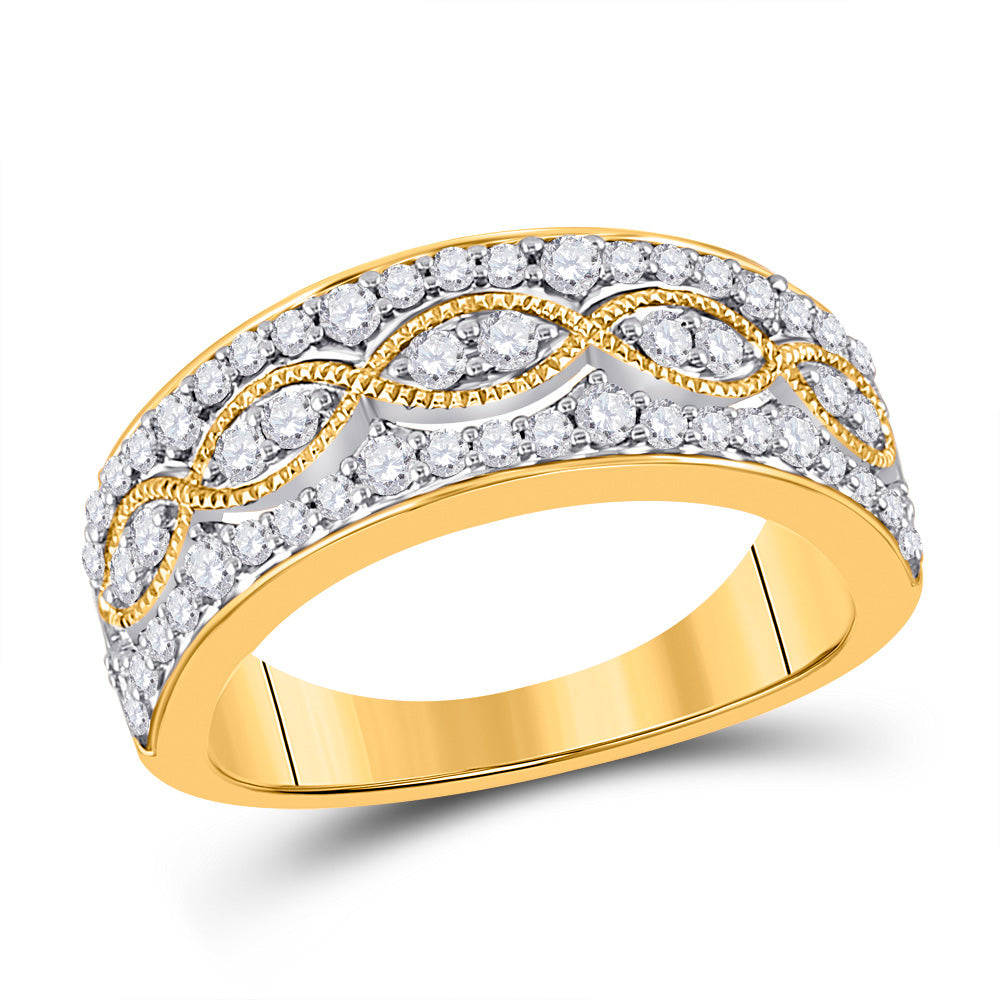 14kt Yellow Gold Womens Round Diamond Band Ring 5/8 Cttw