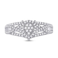 Load image into Gallery viewer, 10kt White Gold Womens Round Diamond Teardrop Cluster Ring 1/2 Cttw
