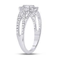 Load image into Gallery viewer, 10kt White Gold Womens Round Diamond Teardrop Cluster Ring 1/2 Cttw
