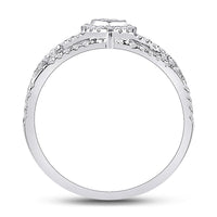 Load image into Gallery viewer, 10kt White Gold Womens Round Diamond Teardrop Cluster Ring 1/2 Cttw
