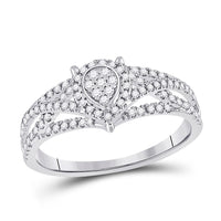 Load image into Gallery viewer, 10kt White Gold Womens Round Diamond Teardrop Cluster Ring 1/2 Cttw
