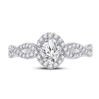 Load image into Gallery viewer, 14kt White Gold Oval Diamond Halo Bridal Wedding Engagement Ring 7/8 Cttw
