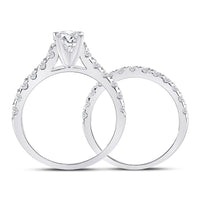 Load image into Gallery viewer, 14kt White Gold Round Diamond Bridal Wedding Ring Band Set 2 Cttw
