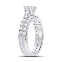 Load image into Gallery viewer, 14kt White Gold Round Diamond Bridal Wedding Ring Band Set 2 Cttw
