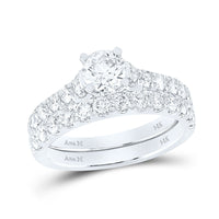Load image into Gallery viewer, 14kt White Gold Round Diamond Bridal Wedding Ring Band Set 2 Cttw
