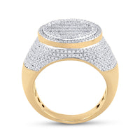 Load image into Gallery viewer, 10kt Yellow Gold Mens Baguette Diamond Statement Circle Cluster Ring 1-3/4 Cttw
