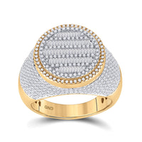 Load image into Gallery viewer, 10kt Yellow Gold Mens Baguette Diamond Statement Circle Cluster Ring 1-3/4 Cttw
