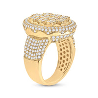 Load image into Gallery viewer, 10kt Yellow Gold Mens Round Diamond Oval Statement Cluster Ring 2-3/4 Cttw
