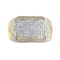 Load image into Gallery viewer, 10kt Yellow Gold Mens Round Diamond Statement Fashion Ring 3/4 Cttw
