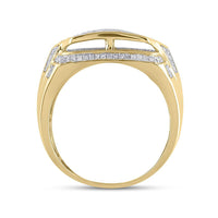 Load image into Gallery viewer, 10kt Yellow Gold Mens Round Diamond Statement Fashion Ring 3/4 Cttw
