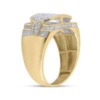 Load image into Gallery viewer, 10kt Yellow Gold Mens Round Diamond Statement Fashion Ring 3/4 Cttw

