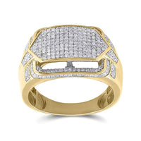 Load image into Gallery viewer, 10kt Yellow Gold Mens Round Diamond Statement Fashion Ring 3/4 Cttw
