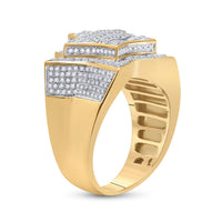 Load image into Gallery viewer, 10kt Yellow Gold Mens Baguette Diamond Statement Star Ring 1-1/4 Cttw
