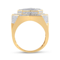Load image into Gallery viewer, 10kt Yellow Gold Mens Baguette Diamond Statement Star Ring 1-1/4 Cttw
