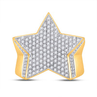 Load image into Gallery viewer, 10kt Yellow Gold Mens Round Diamond Star Statement Ring 1-1/2 Cttw
