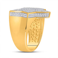Load image into Gallery viewer, 10kt Yellow Gold Mens Round Diamond Star Statement Ring 1-1/2 Cttw
