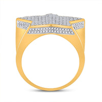 Load image into Gallery viewer, 10kt Yellow Gold Mens Round Diamond Star Statement Ring 1-1/2 Cttw
