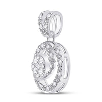 Load image into Gallery viewer, 14kt White Gold Womens Round Diamond Circle Swirl Cluster Pendant 1/5 Cttw
