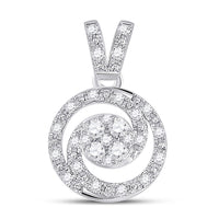 Load image into Gallery viewer, 14kt White Gold Womens Round Diamond Circle Swirl Cluster Pendant 1/5 Cttw
