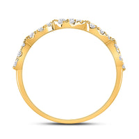 Load image into Gallery viewer, 10kt Yellow Gold Womens Round Diamond Teardrop Stackable Band Ring 1/3 Cttw
