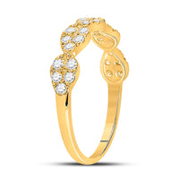 Load image into Gallery viewer, 10kt Yellow Gold Womens Round Diamond Teardrop Stackable Band Ring 1/3 Cttw
