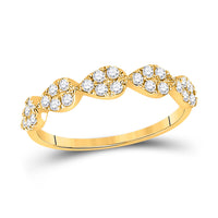 Load image into Gallery viewer, 10kt Yellow Gold Womens Round Diamond Teardrop Stackable Band Ring 1/3 Cttw

